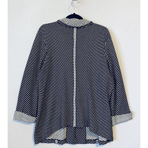 Chicos Sweater Womens XL Black Striped Esther Blazer Cardigan Silk Blend - Picture 4 of 8